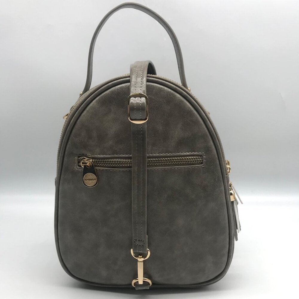 Aphison Forever Sunshine Gray Leather Mini Backpack - Picture 2 of 11